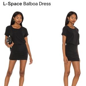 L*Space Balboa Black Short Sleeve Dress | Beach Cover-Up | Boho Resort Style